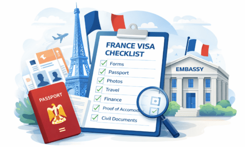required documents for France visa Egypt TLScontact checklist passport visa application