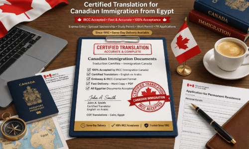 Certified Translation for Canadian Immigration from Egypt Cairo – IRCC Accepted Translation Services COT