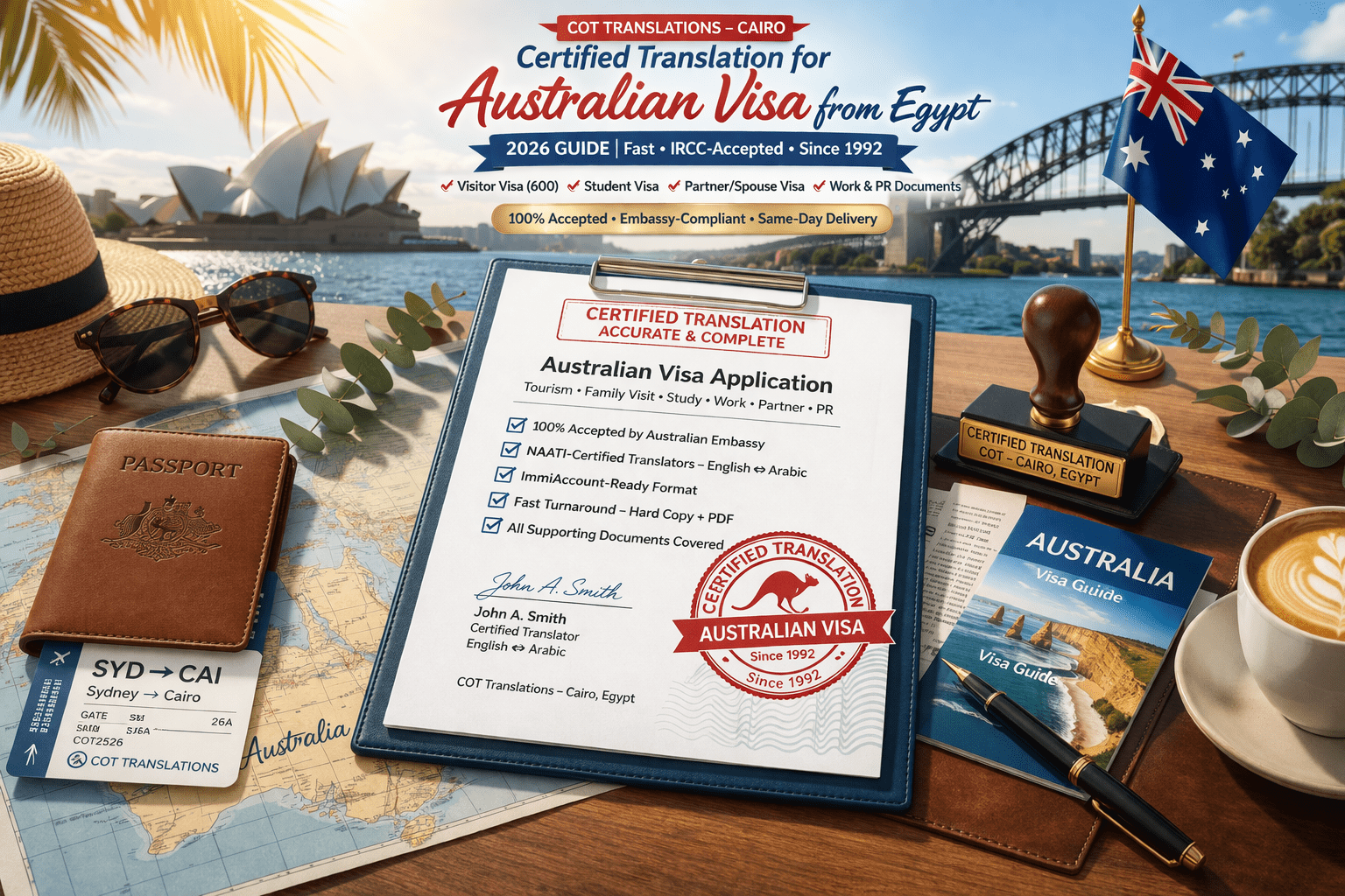 certified translation for Australian visa Egypt - official documents and passport