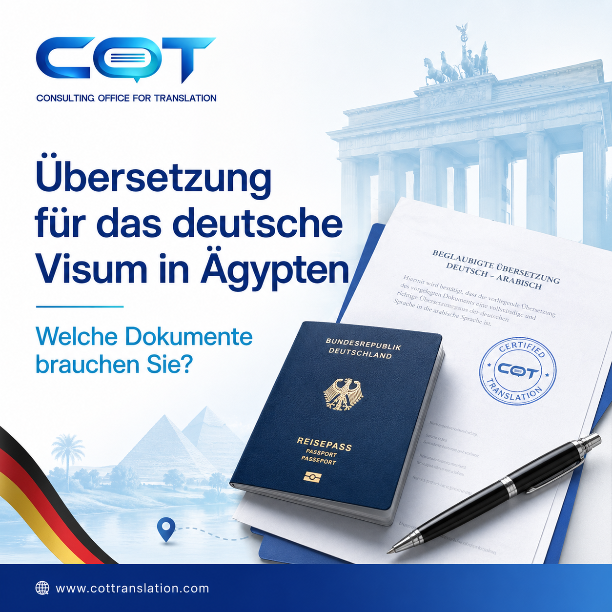 Übersetzung für das deutsche Visum in Ägypten – COT Certified Translation