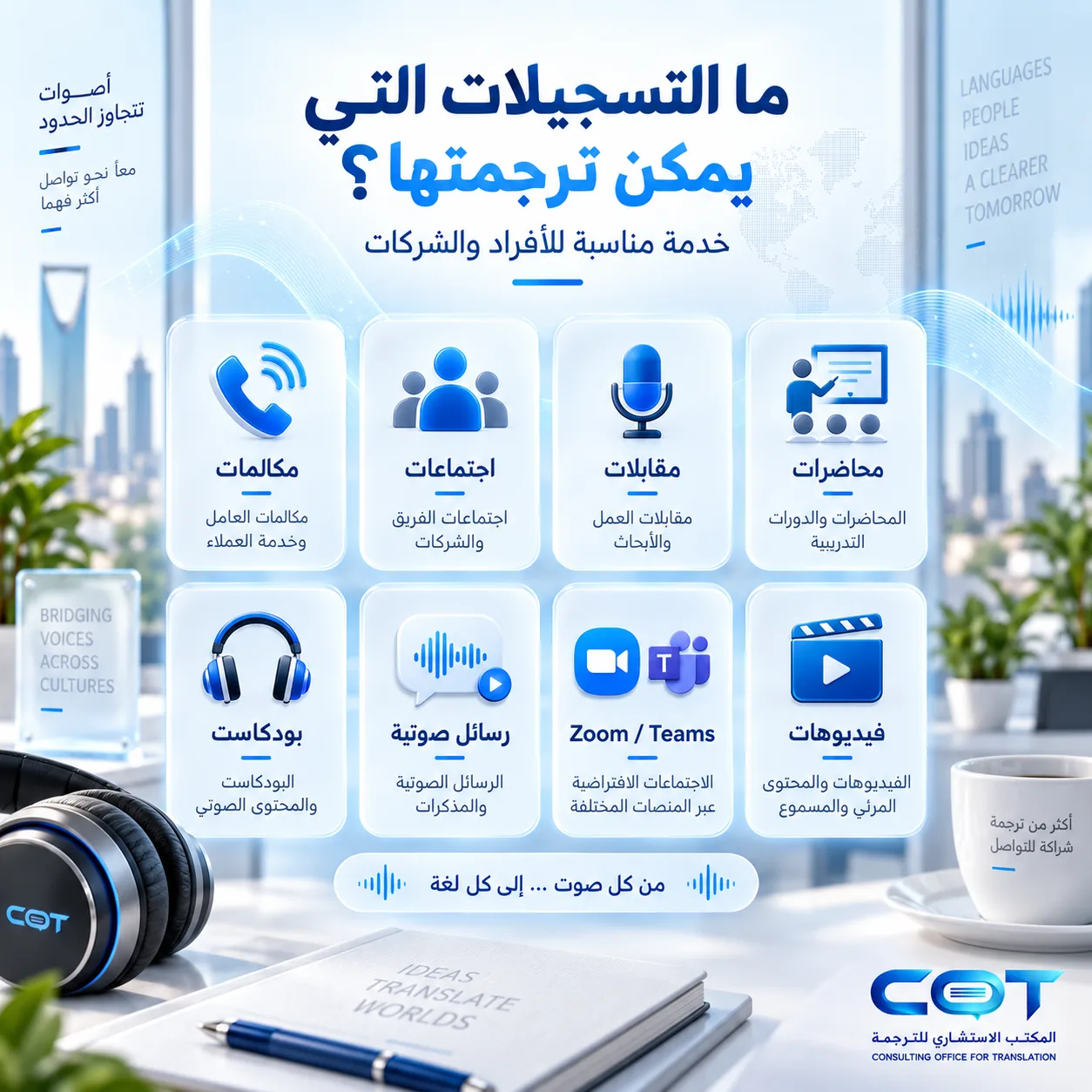 ا أنواع الملفات الصوتية التي يمكن ترجمتها