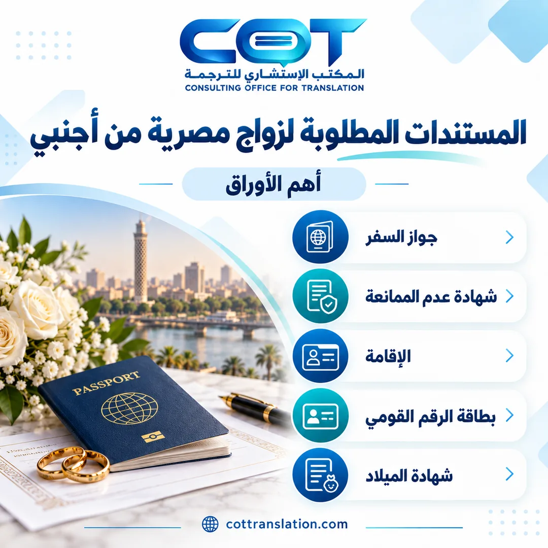 ما المستندات المطلوبة لزواج مصرية من أجنبي؟