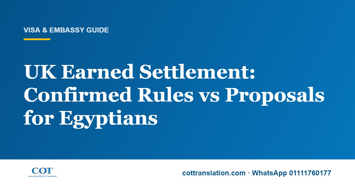 UK Earned Settlement: Confirmed Rules vs Proposals for Egyptians