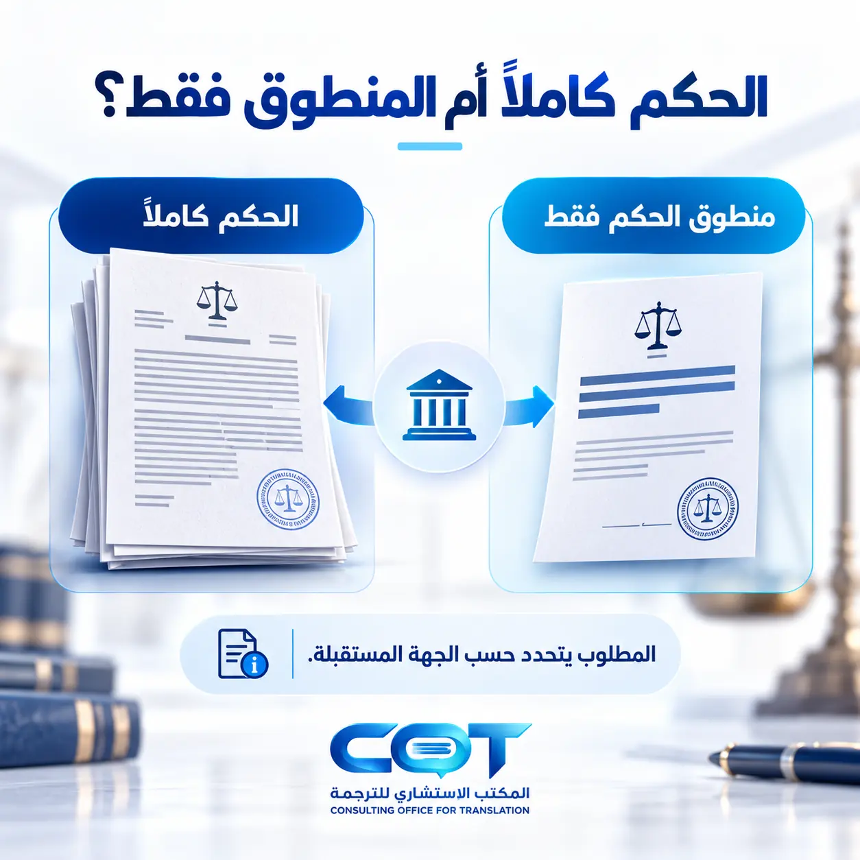 هل يجب ترجمة الحكم كاملًا أم ترجمة منطوق الحكم فقط؟